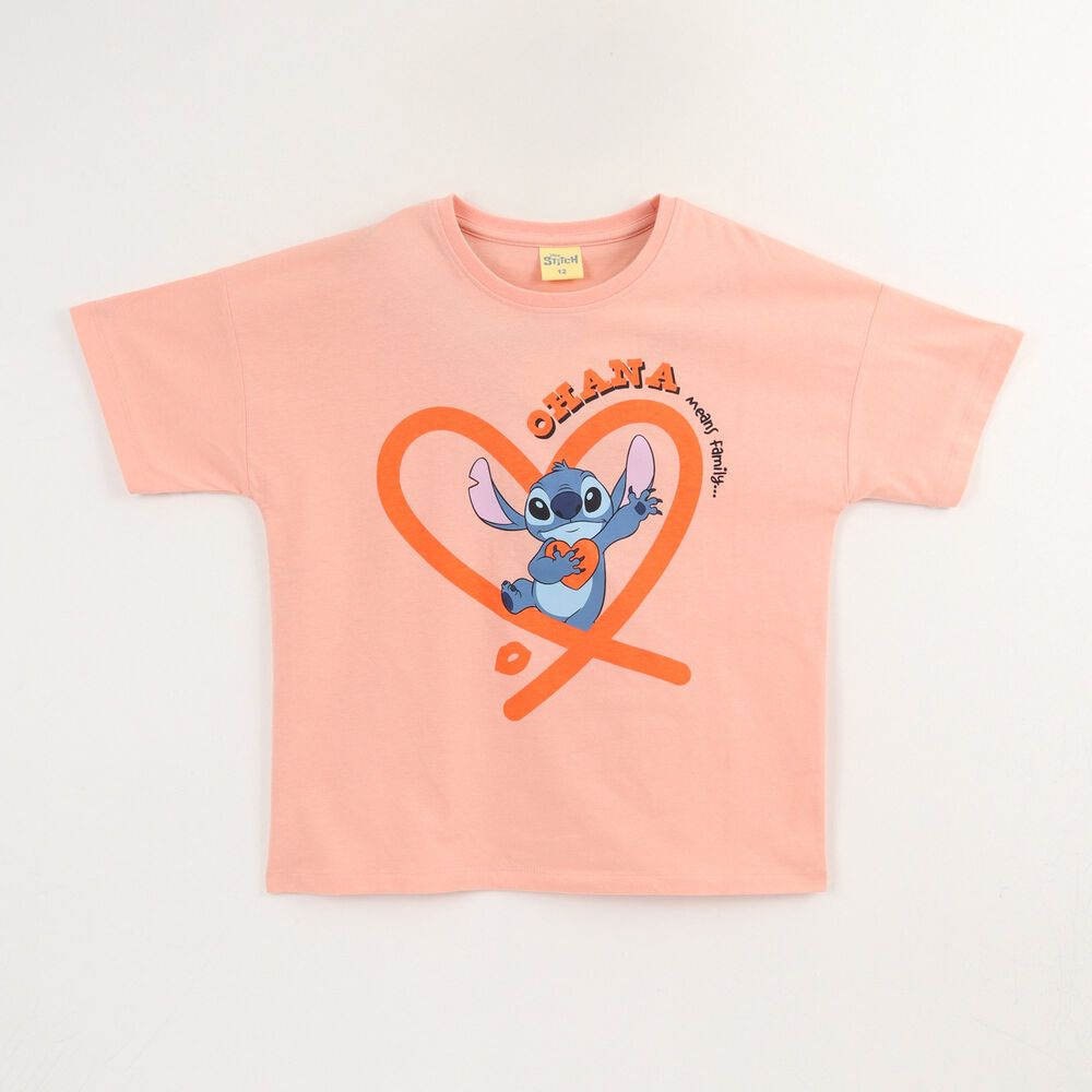 Polera Manga Corta Ni&ntilde;a Damasco Stitch Ohana Disney image number 0.0