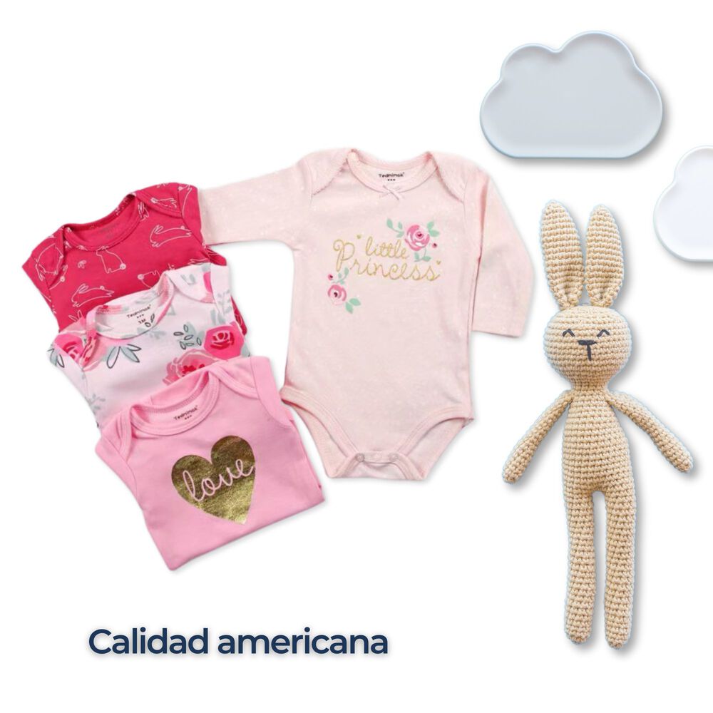 Pack 4 Bodys Beb&eacute; Ni&ntilde;a Manga Larga Tedmimak 100% Algod&oacute;n Little Princess image number 5.0
