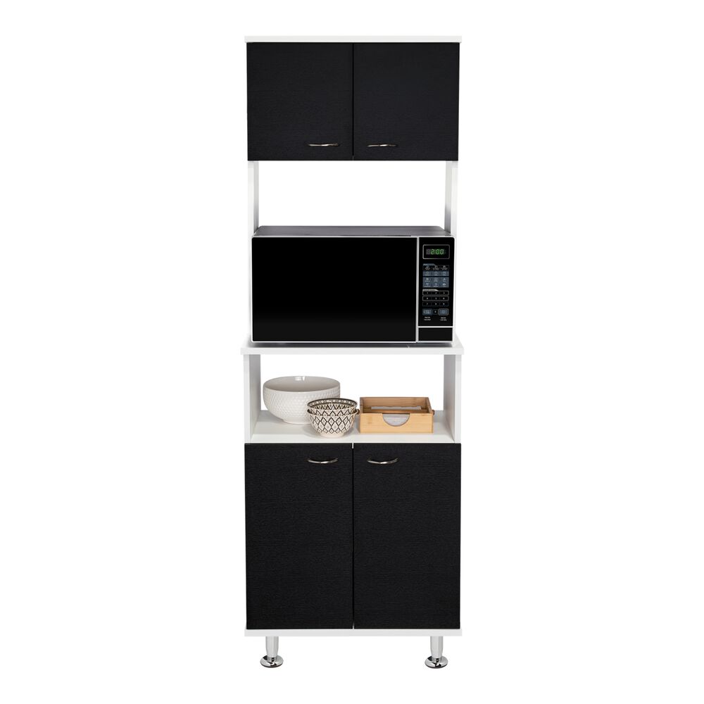 Mueble Microonad 4 Puertas Fm-011b Blanco Y Negro image number 4.0