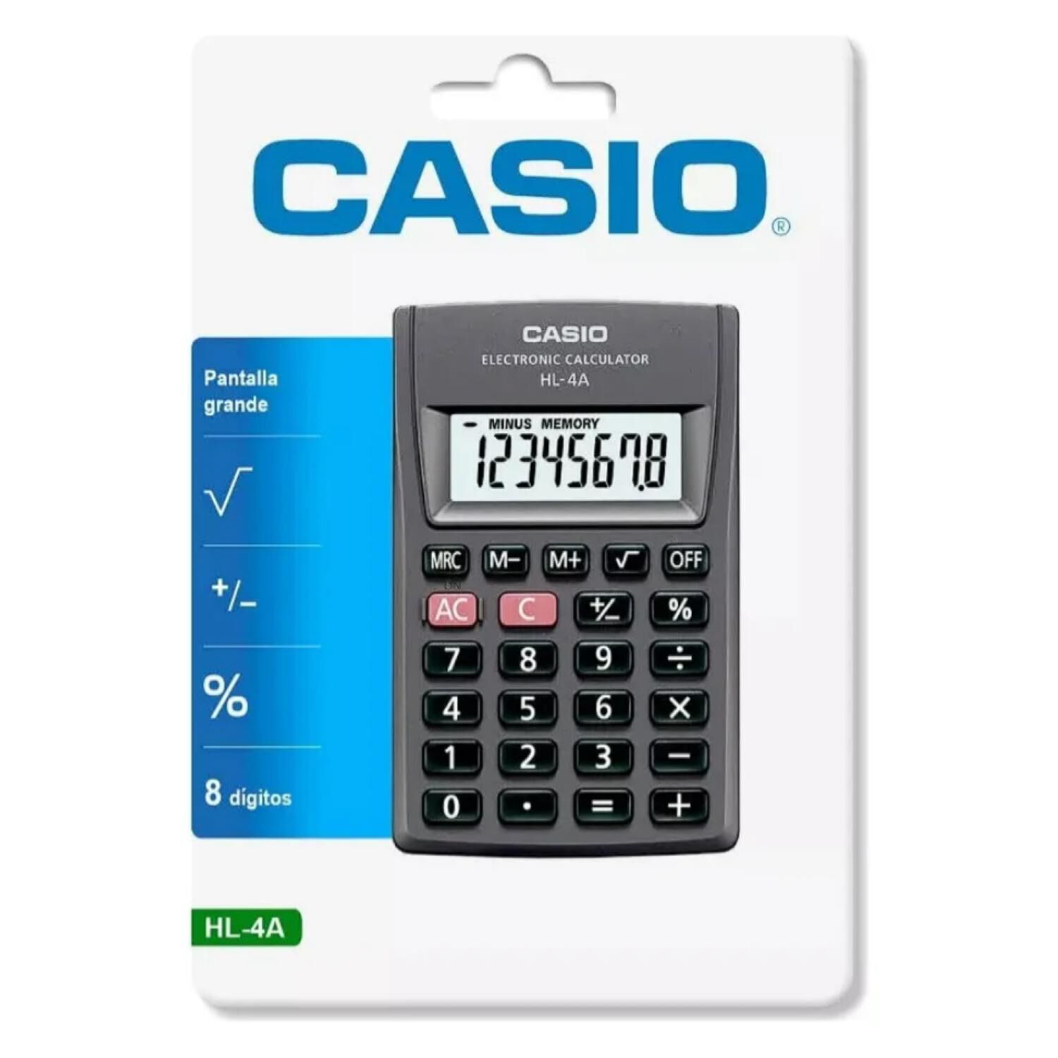 Calculadora De Bolsillo 8 Digitos Negro Hl-4a image number 1.0