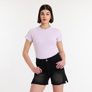 Polera Lavado Manga Corta Cuello Redondo Mujer Rolly Go