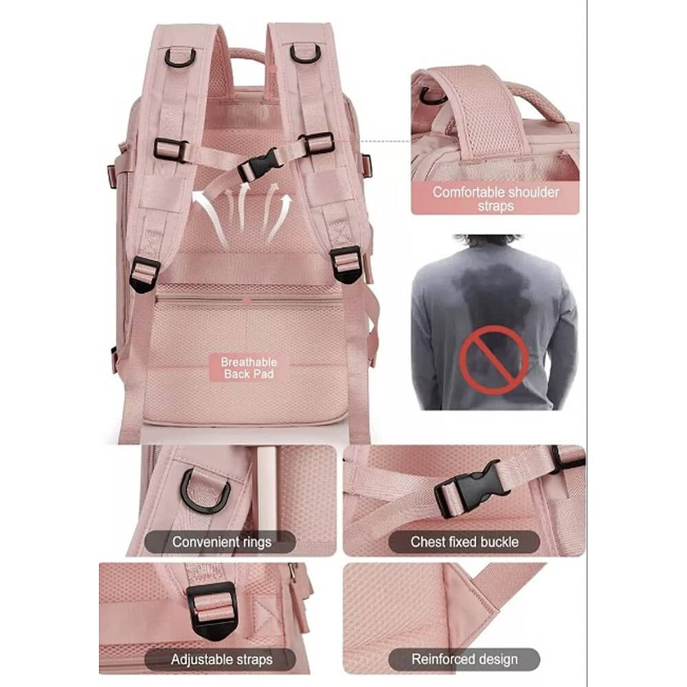 Mochila De Senderismo Impermeable De Viaje Grande Con Interf Rosa image number 3.0