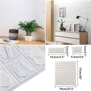 Pack 10 Lamina Papel Mural Autoadhesivo 3d Ladrillo Blanco