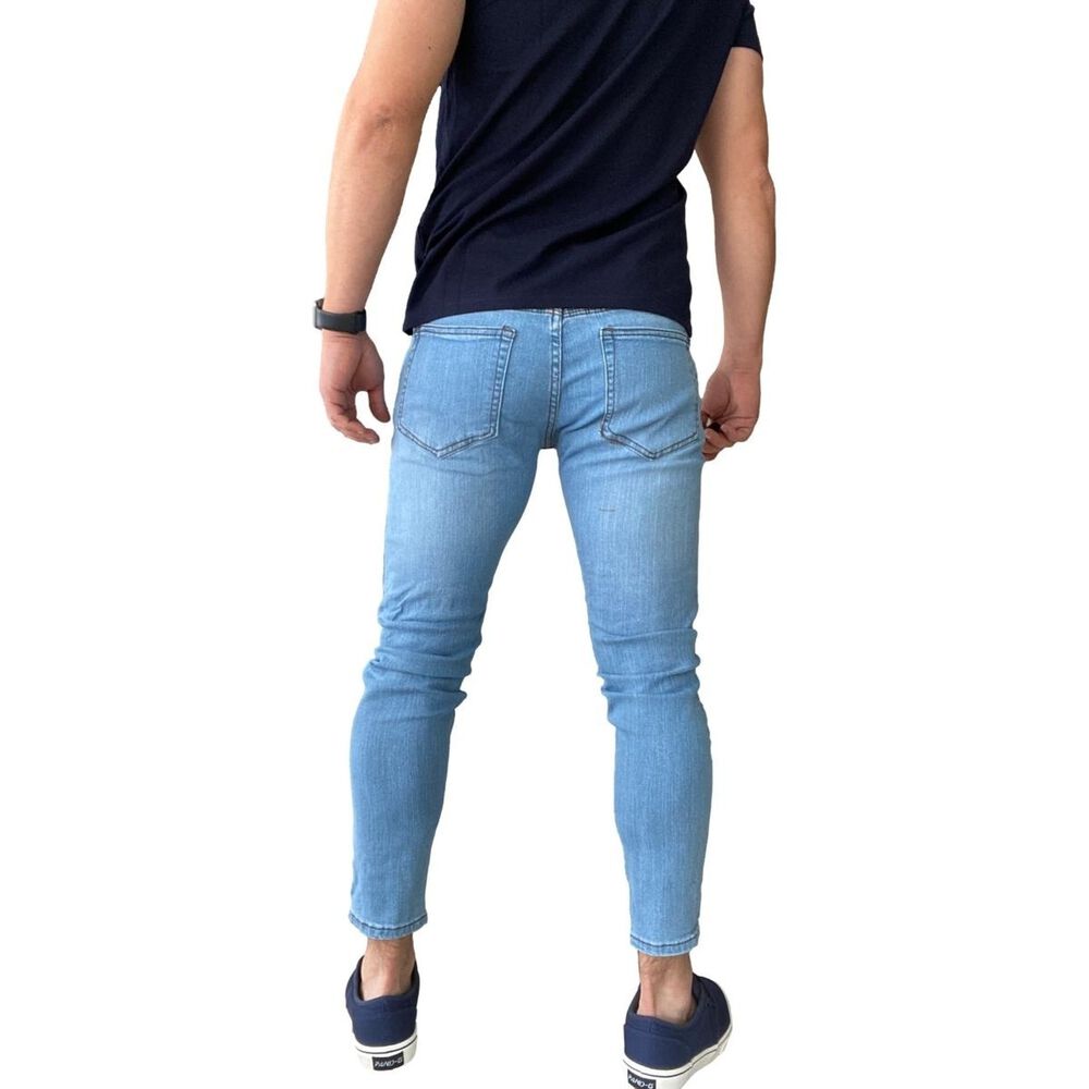 Jeans Rasgados Super Slim Fit Ankle Fit Celeste 14781 image number 3.0