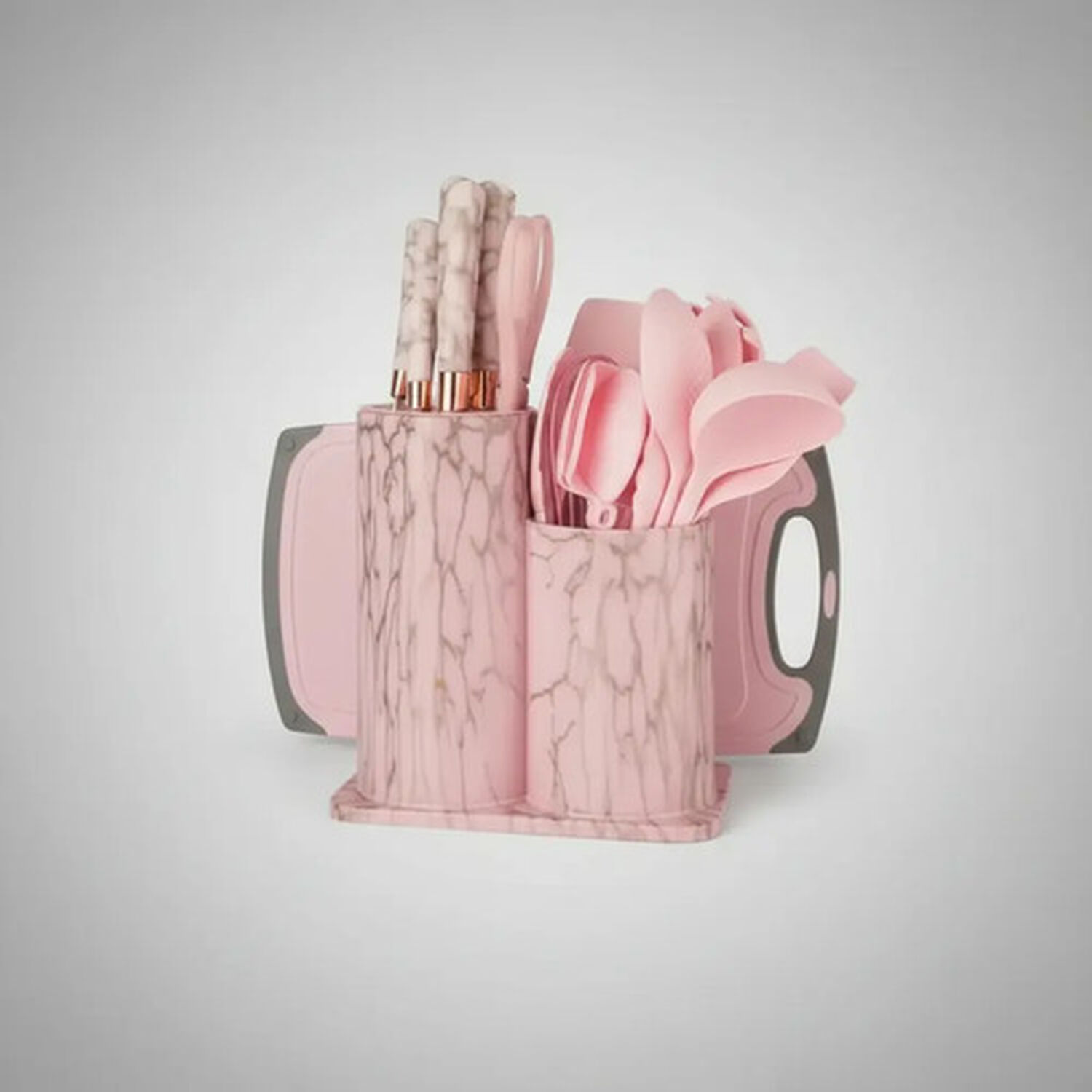 Set Utensilios De Cocina 25 Piezas Marmoleado Rosa Dorado image number 2.0