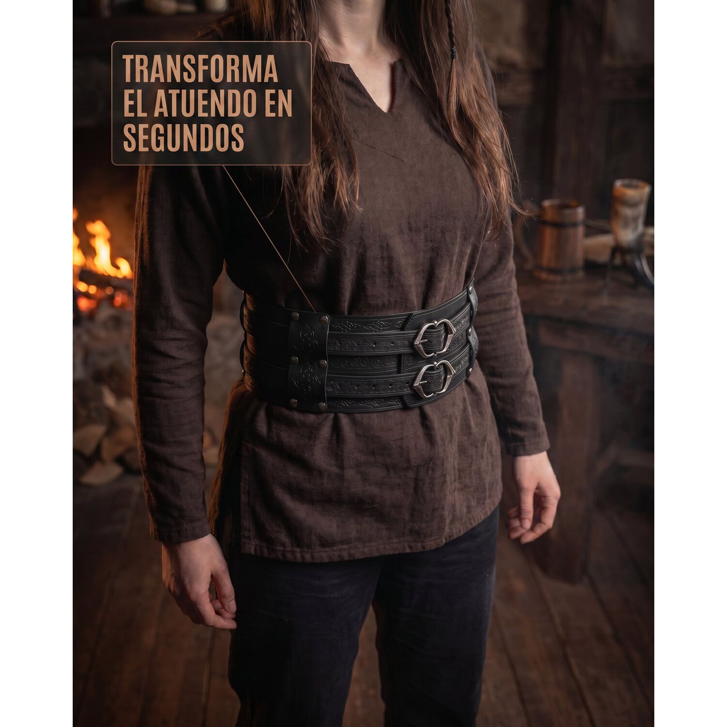 Cinturon Vikingo Medieval De Cuero Pu Accesorio Cosplay image number 15.0