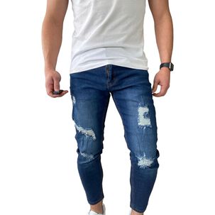 Jeans Destroyed Ankle Fit Azul 14509
