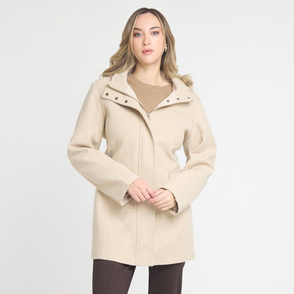 Abrigo Regular Cuello Alto Con Capucha Con Pelos Mujer Lesage image number 0.0