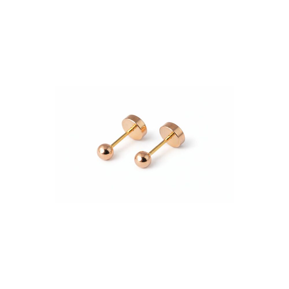 Aros Bolita Abridores 3.5mm N2 Oro 14k A Presi&oacute;n Beb&eacute; Ni&ntilde;a Hipoalerg&eacute;nicos image number 0.0