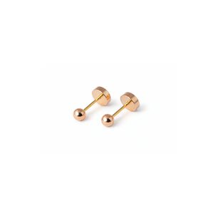 Aros Bolita Abridores 3.5mm N2 Oro 14k A Presi&oacute;n Beb&eacute; Ni&ntilde;a Hipoalerg&eacute;nicos