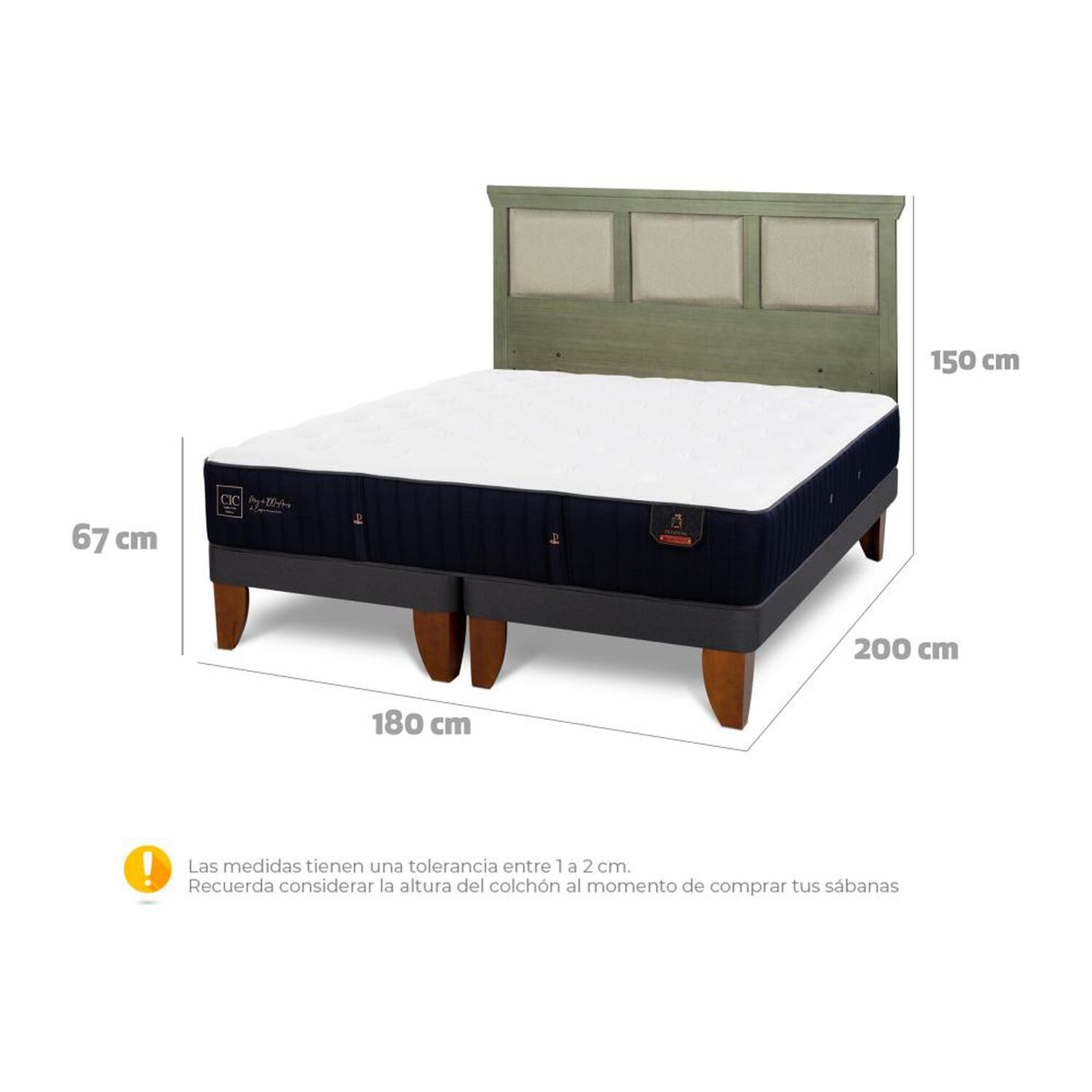 Cama Europea Cic Linea Premium / King / Base Dividida + Respaldo image number 6.0
