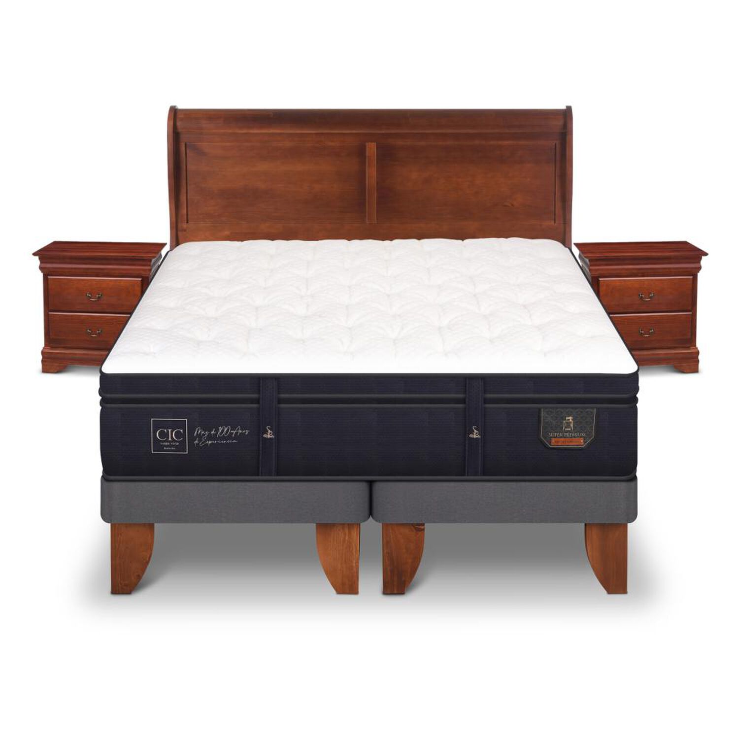 Cama Europea Cic Super Premium / 2 Plazas / Base Dividida + Set De Maderas image number 0.0