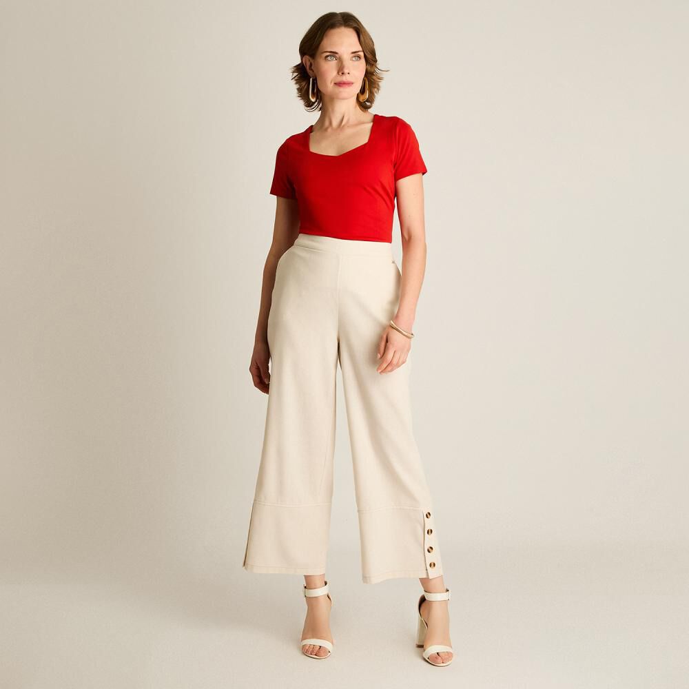 Pantalón Botones Decorativos Tiro Alto Culotte Mujer Lorenzo Di Pontti image number 1.0
