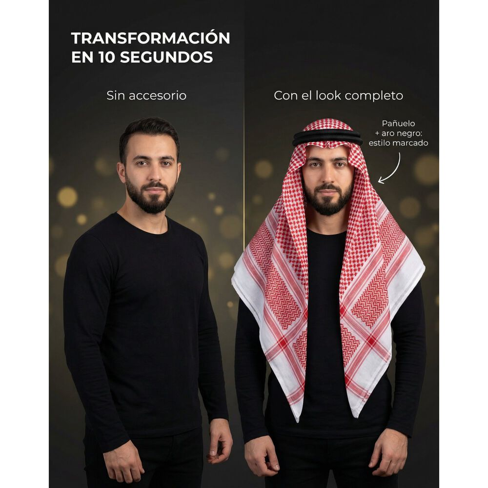 Pa&ntilde;uelo &Aacute;rabe Keffiyeh Con Cintillo Agal Tradicional Disfraz image number 15.0