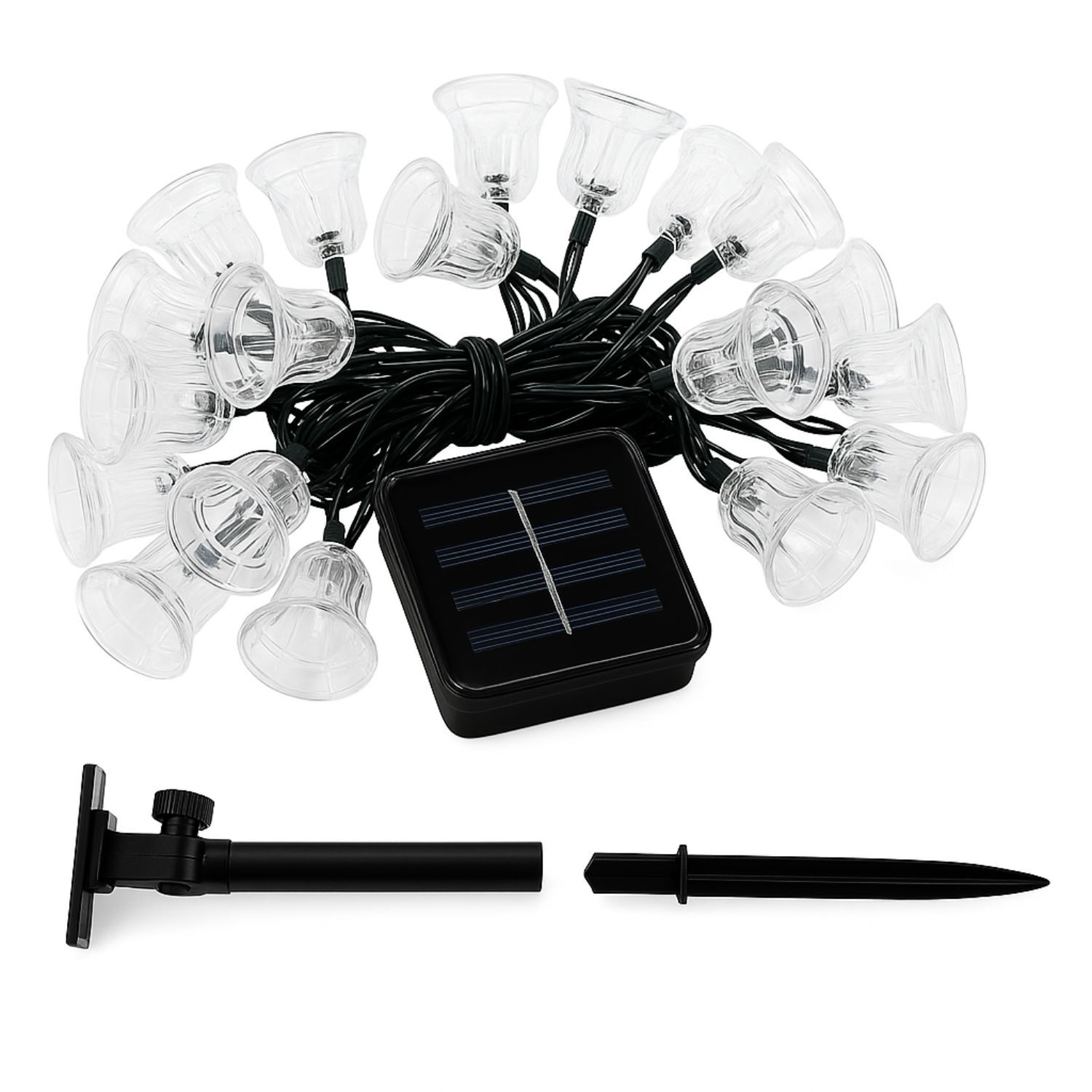 Set 3 Luces Navidad Led Campana Solar 4m Rgb Decoracion image number 2.0
