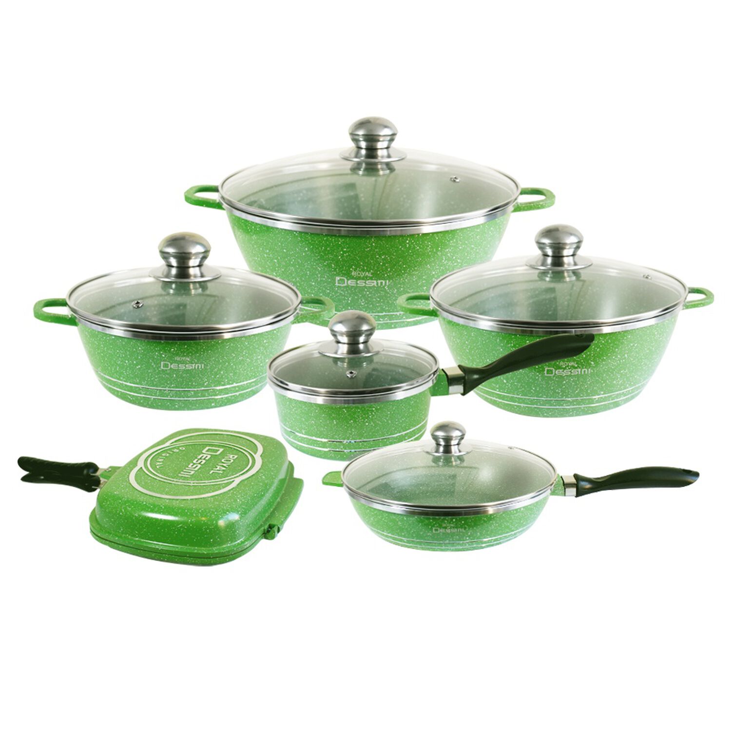 Juego De Ollas Granito 23 Piezas Bateria De Cocina Verde image number 6.0