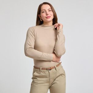 Polera Rib Manga Larga Cuello Beatle Mujer Geeps