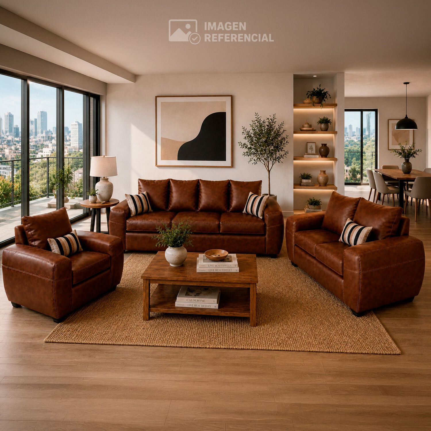 Juego De Living Elegant Detail Houston Pu / 6 Cuerpos image number 0.0