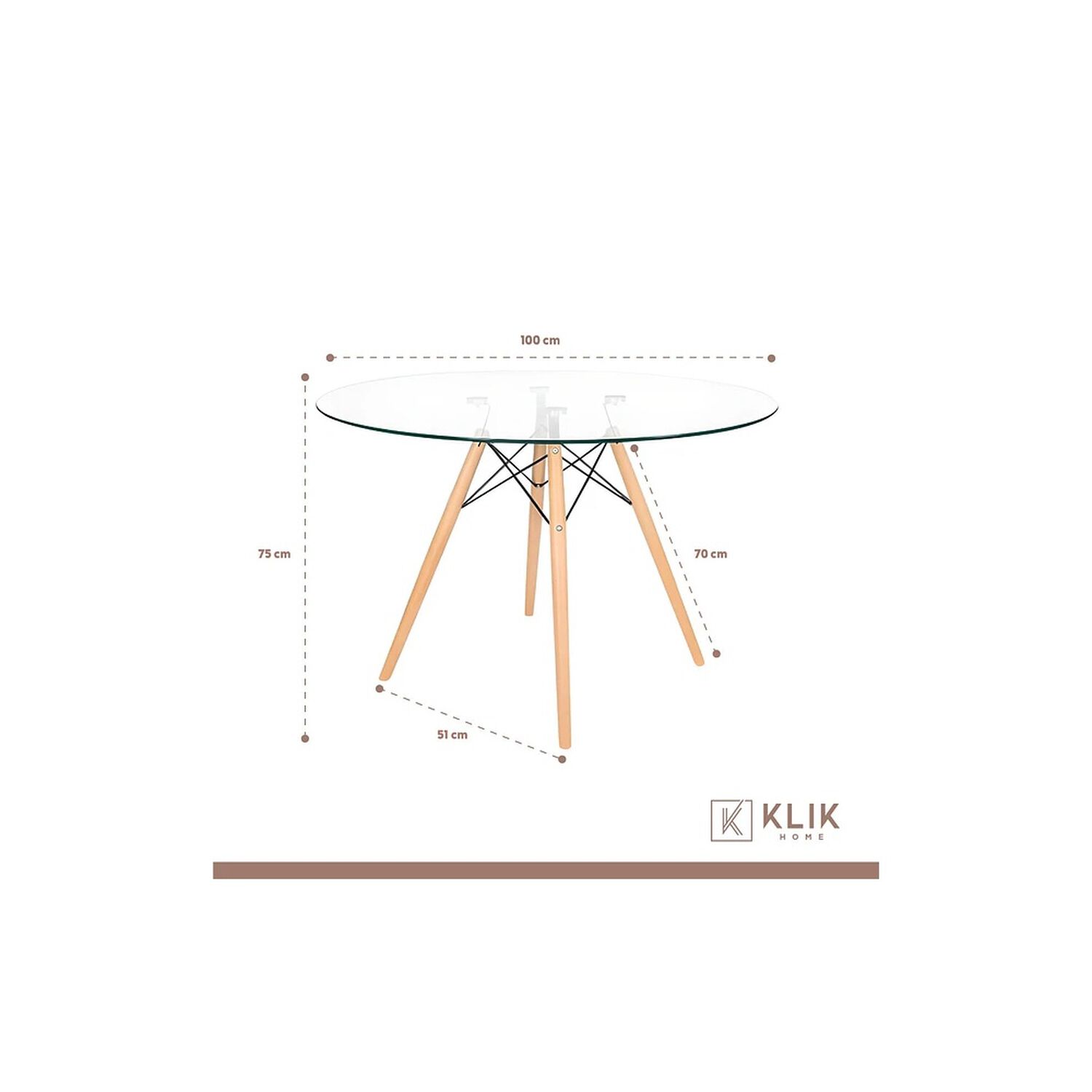 Comedor Mesa Eames Vidrio 100cm + 4 Sillas Eames Blancas image number 4.0