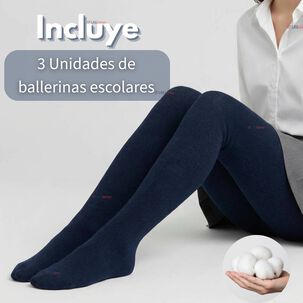Pack 3 Panty Ballerinas Elasticadas Escolares Ni&ntilde;a Algod&oacute;n Azul