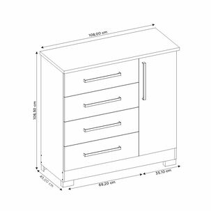 C&oacute;moda Home Mobili Comoda Edi / 1 Puerta(s) / 4 Caj&oacute;n(es)