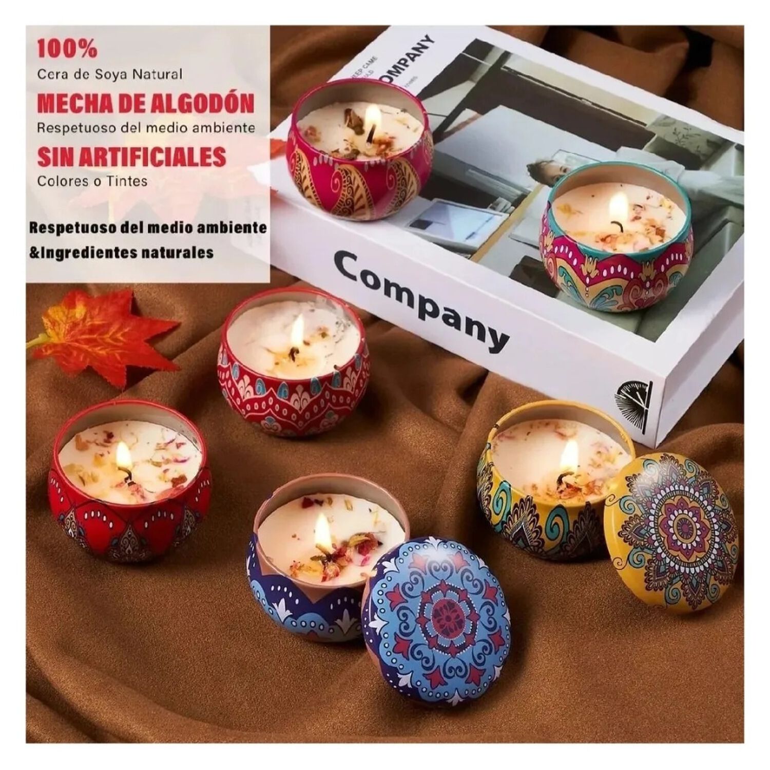 Pack De 6 Velas Arom&aacute;ticas Con P&eacute;talos image number 1.0