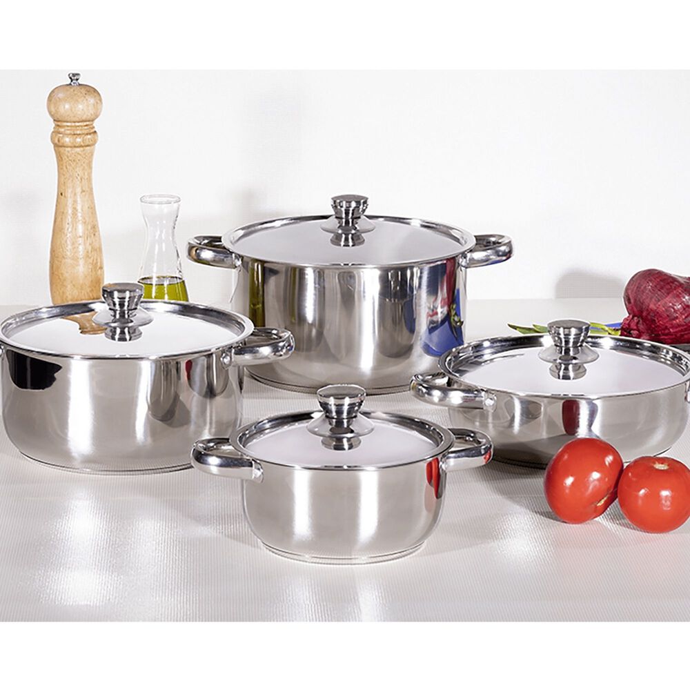 Juego Batería 6 Piezas Olla Cocina Acero Inoxidable Plateado image number 4.0