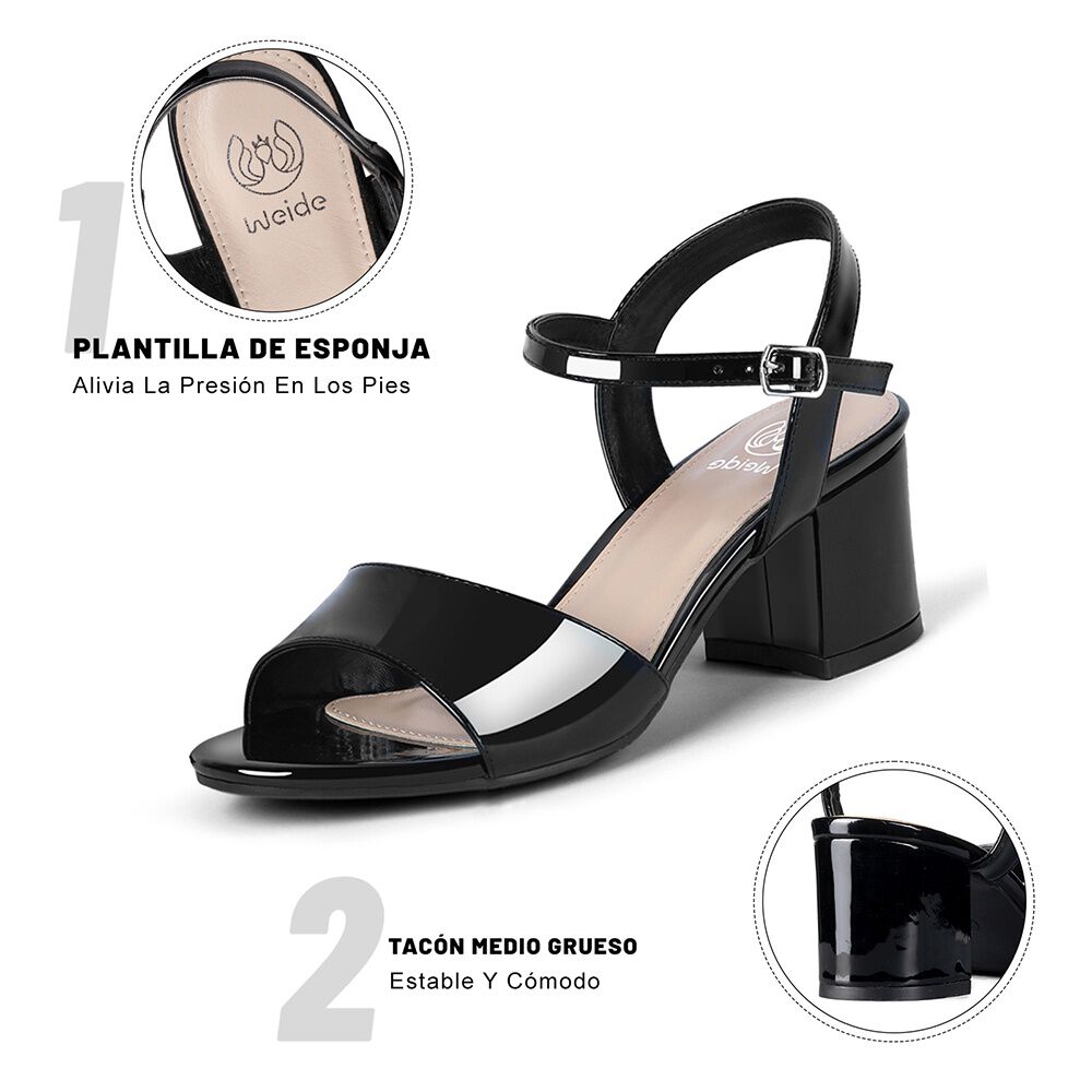 Sandalia Casual Taco Negra Mujer Weide Gh64 image number 6.0