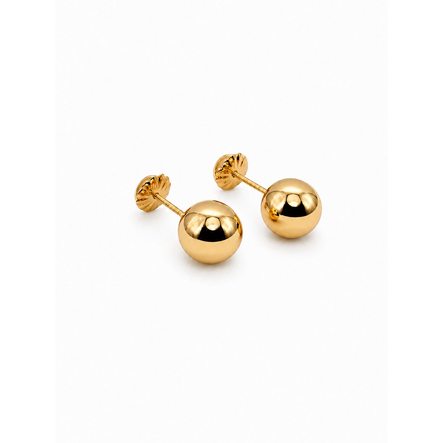 Aros Bolita 8mm N6 Oro 18k 1.20g Juvenil Mujer Hipoalerg&eacute;nic Dorado image number 1.0