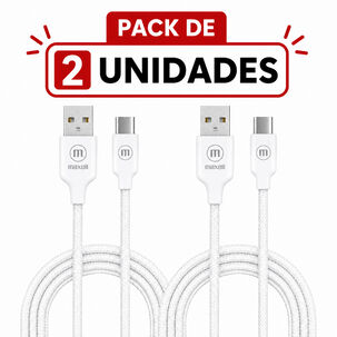 Pack 2 Cable Trenzado Usb A Usb C Maxell 2 Metros Carga R&aacute;pida Blanco
