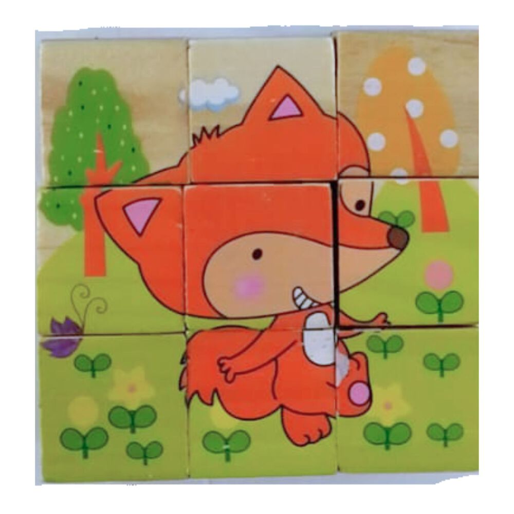 Juego Did&aacute;ctico De Puzzle De Cubo De Madera De 9 Bloques image number 3.0