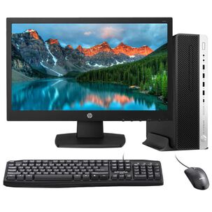 Kit Monitor + Pc Hp Elitedesk 800 G4 Sff (i5-8va 16gb 256gb Ssd) + Teclado & Mouse Reacondicionado Grado A