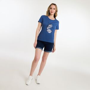 Polera Lisa Estampado Delantero Manga Corta Cuello Redondo Mujer Geeps
