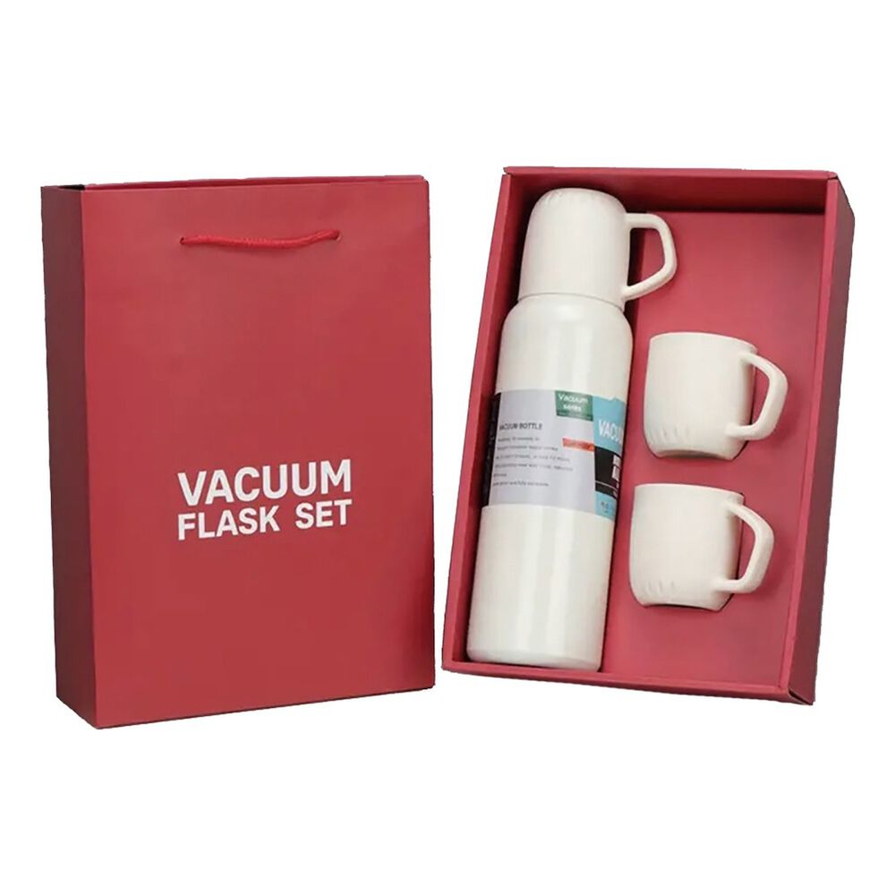 Termo Térmico 700ml Acero Inoxidable Tres Tazas Crema image number 1.0