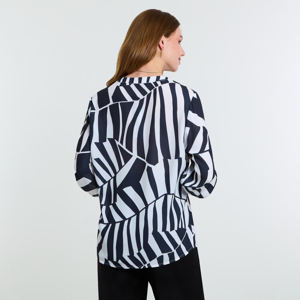 Blusa Full Print Manga 3/4 Roll Up Cuello Mao Mujer Lesage image number 3.0