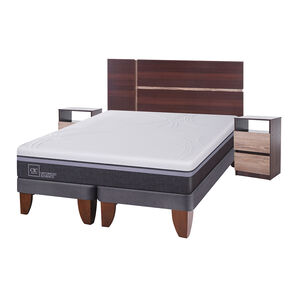 Cama Europea Cic Ortopedic Advance / 2 Plazas / Base Dividida + Set De Maderas