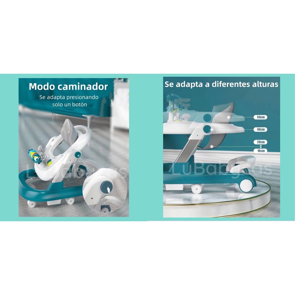 Andador Caminador Multifuncional 4 En 1 Lubabycas Burdeos image number 2.0