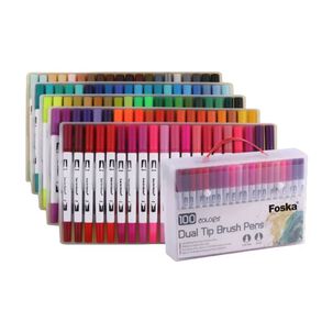Set 100 Lettering Marcadores Doble Punta Pincel Brush