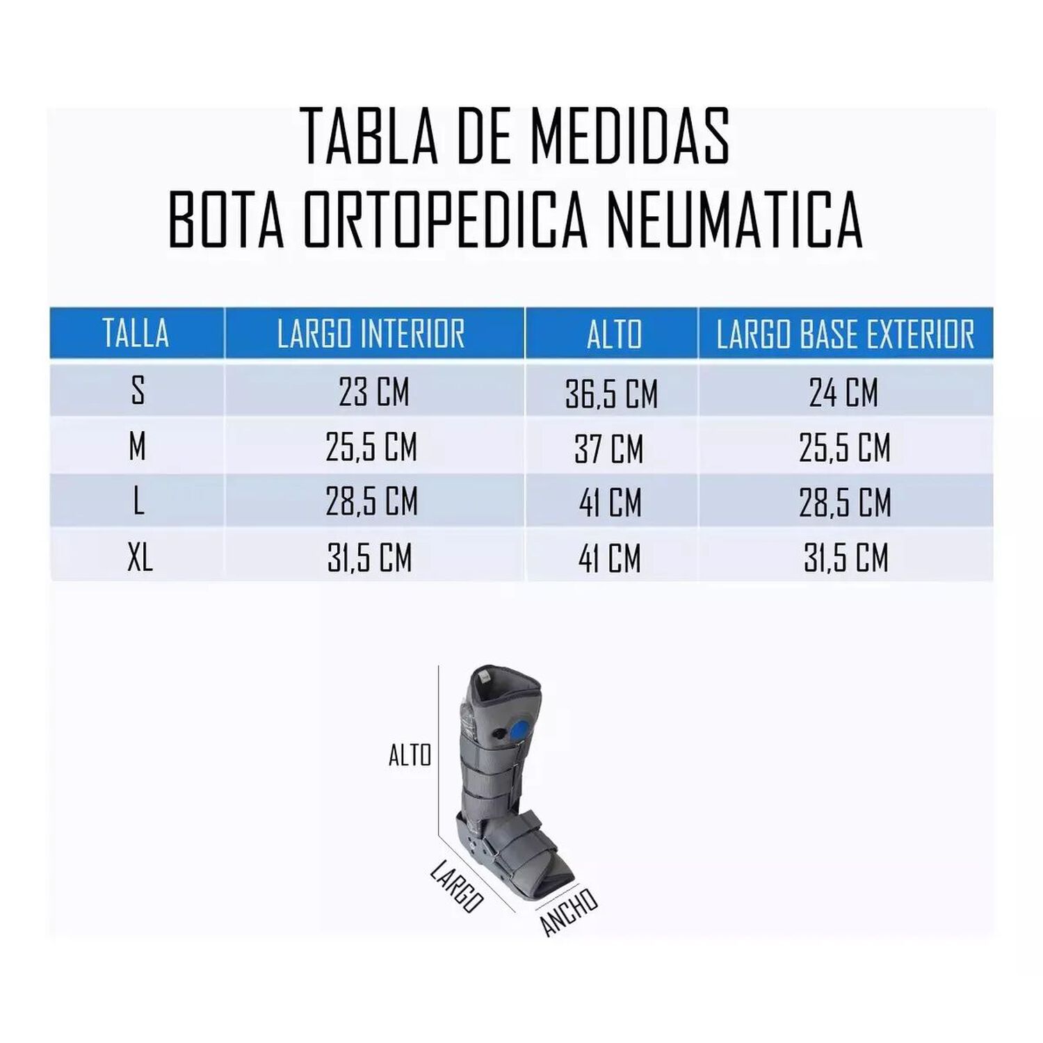 Bota Ortop&eacute;dica Larga Cam Walker Alta Para Pie Oneder Talla S image number 7.0