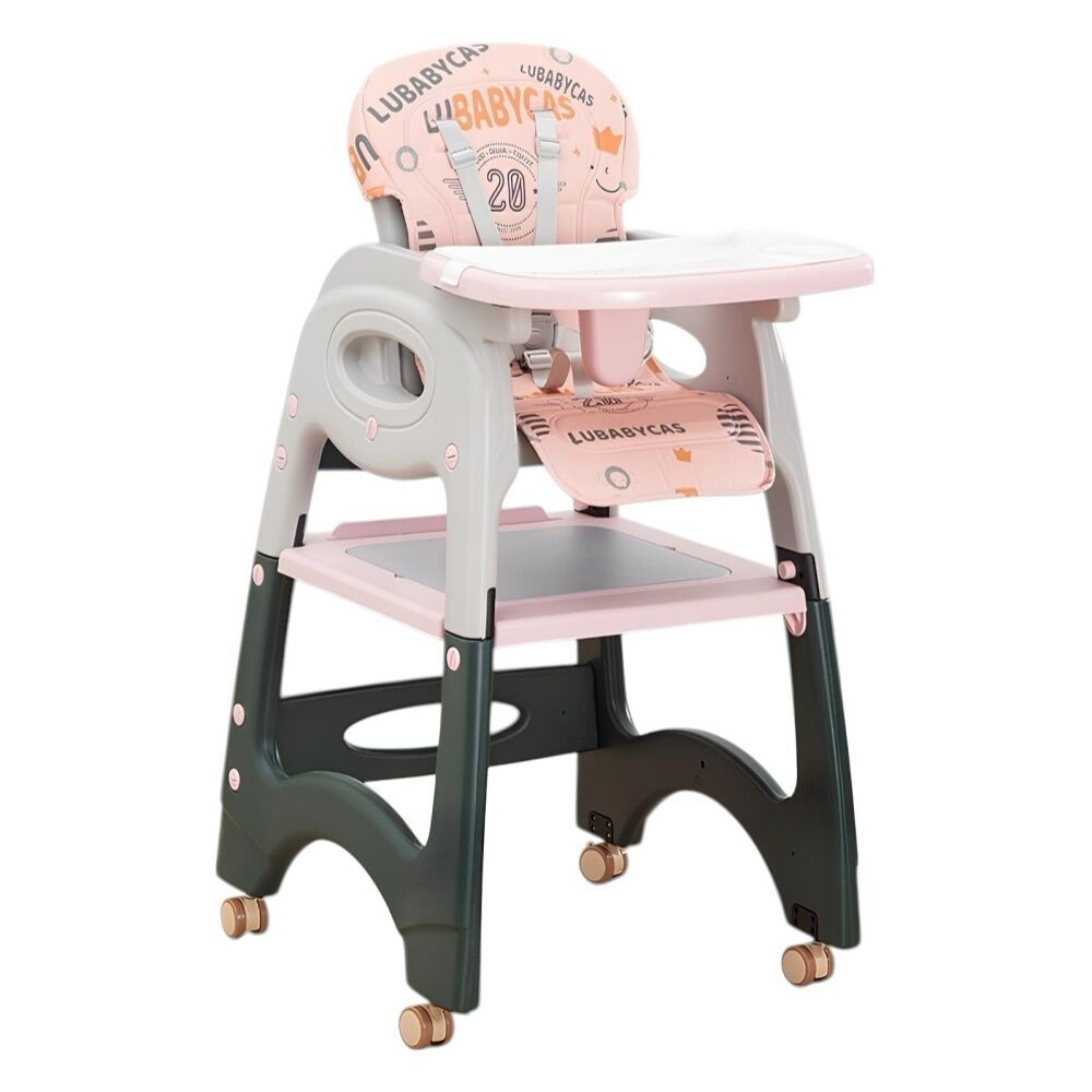 Silla De Comer Multifuncional Con Ruedas Rosada Lubabycas image number 0.0
