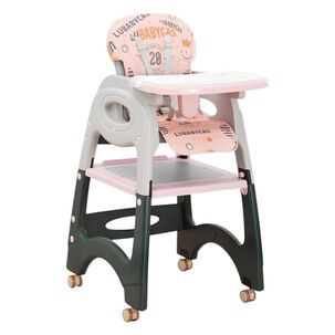 Silla De Comer Multifuncional Con Ruedas Rosada Lubabycas