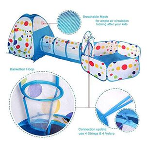 Juguete Carpa 3 En 1 Tunel Piscina De Pelotas Infantil Azul