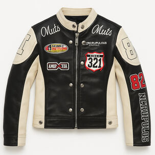 Chaqueta Infantil Varsity Eco Cuero Modelo Racing