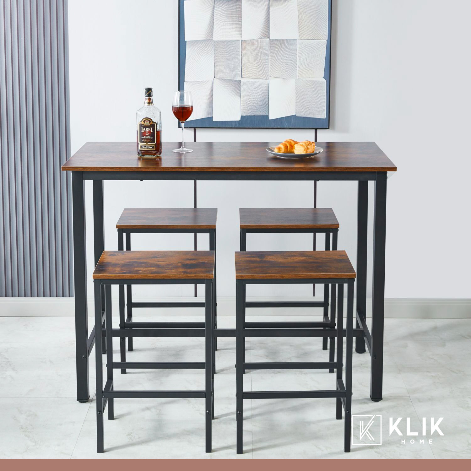 Set De Comedor Para Cocina Con Pisos Taburetes Madera Industrial image number 1.0