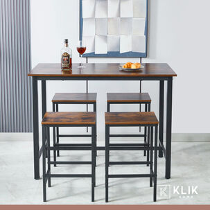 Set De Comedor Para Cocina Con Pisos Taburetes Madera Industrial