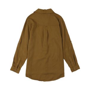 Blusa Lisa Abotonada Lyocell Manga Larga Cuello Camisero Mujer Kimera