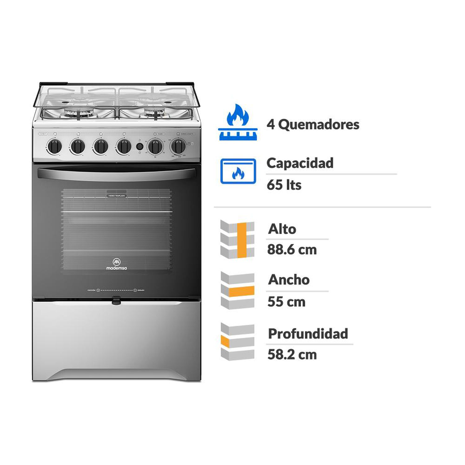 Cocina A Gas Mademsa M 785 T / 4 Quemadores image number 1.0