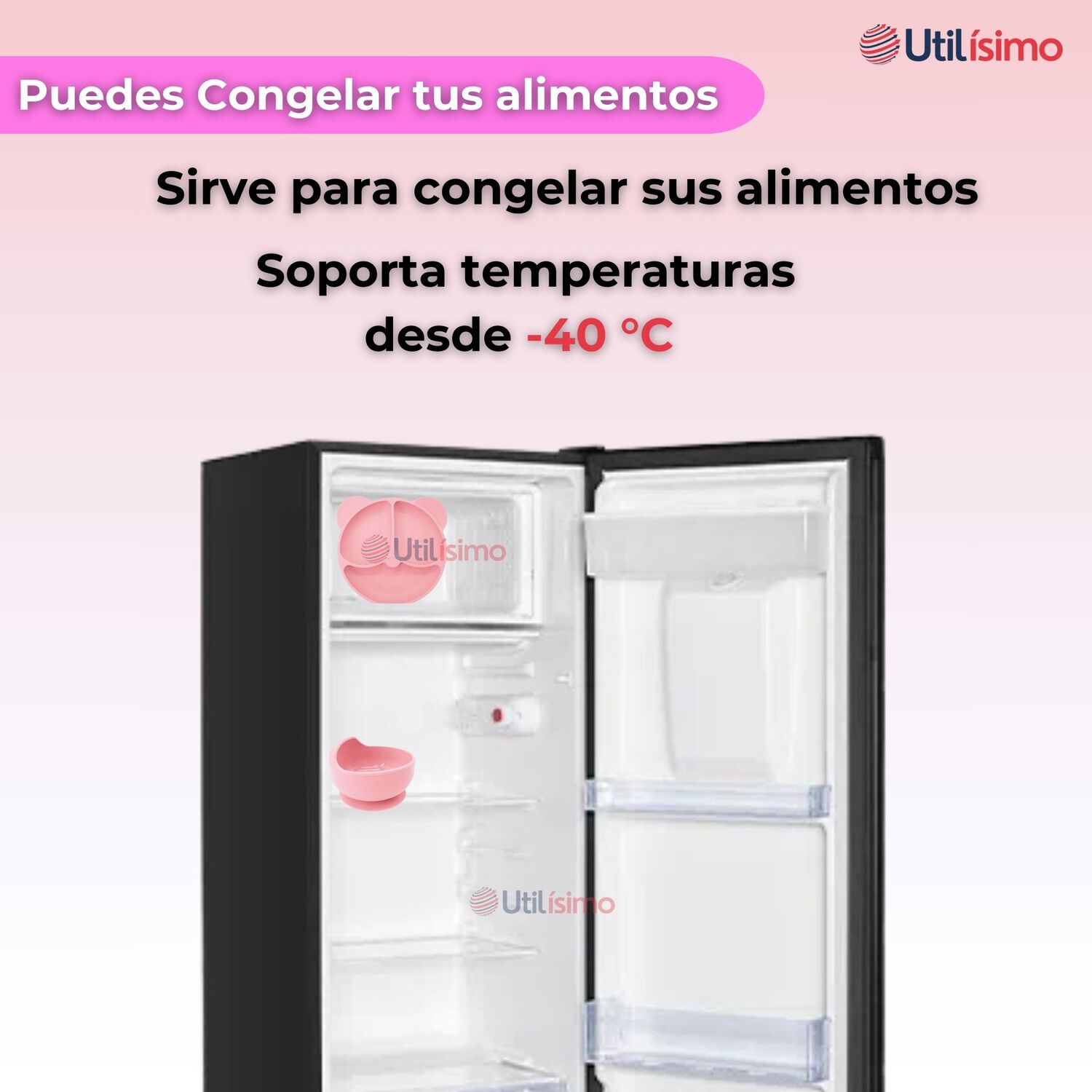 Set De Alimentaci&oacute;n Beb&eacute; Silicona De Oso 6 Piezas Libre Bpa Color Rosa Claro image number 4.0