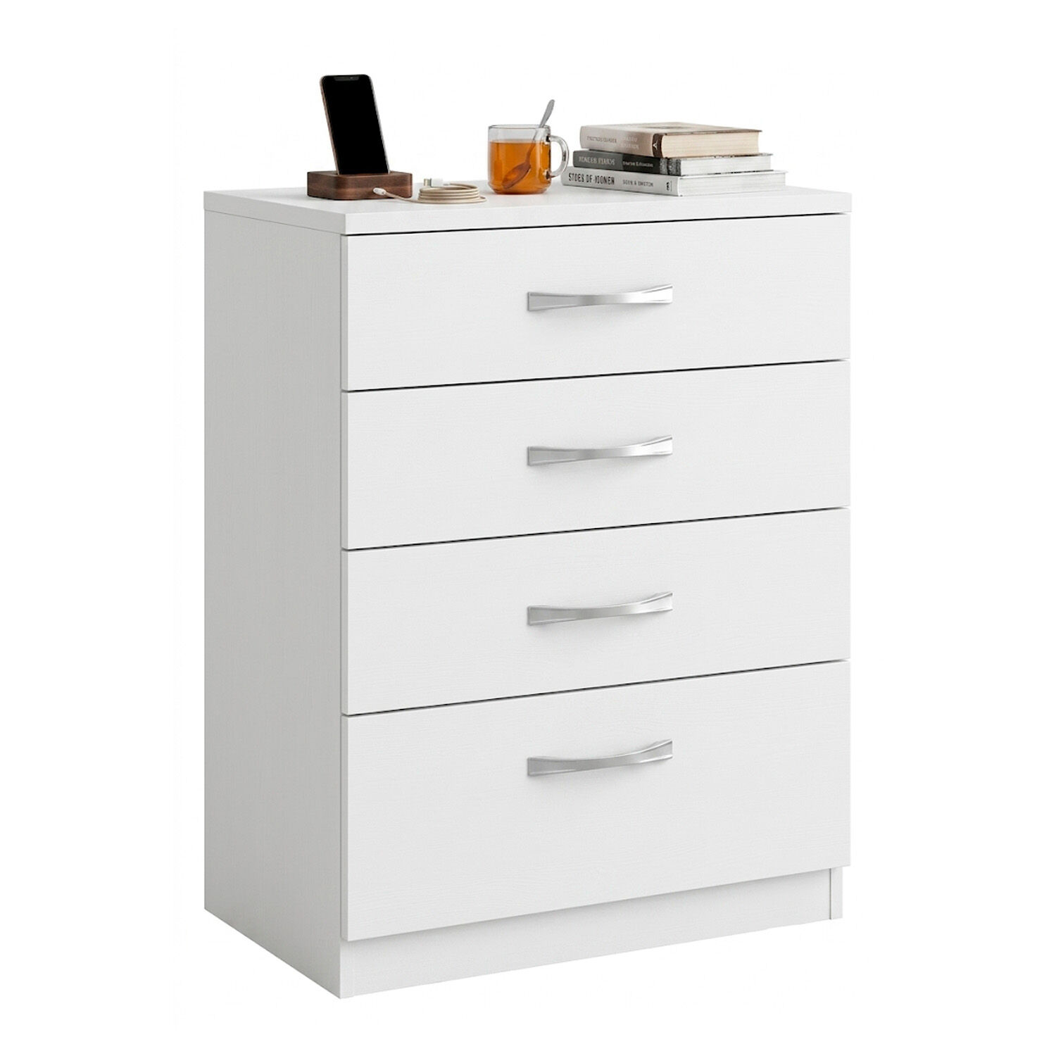 C&oacute;moda Blanca 4 Cajones Mueble Organizador Dormitorio image number 0.0