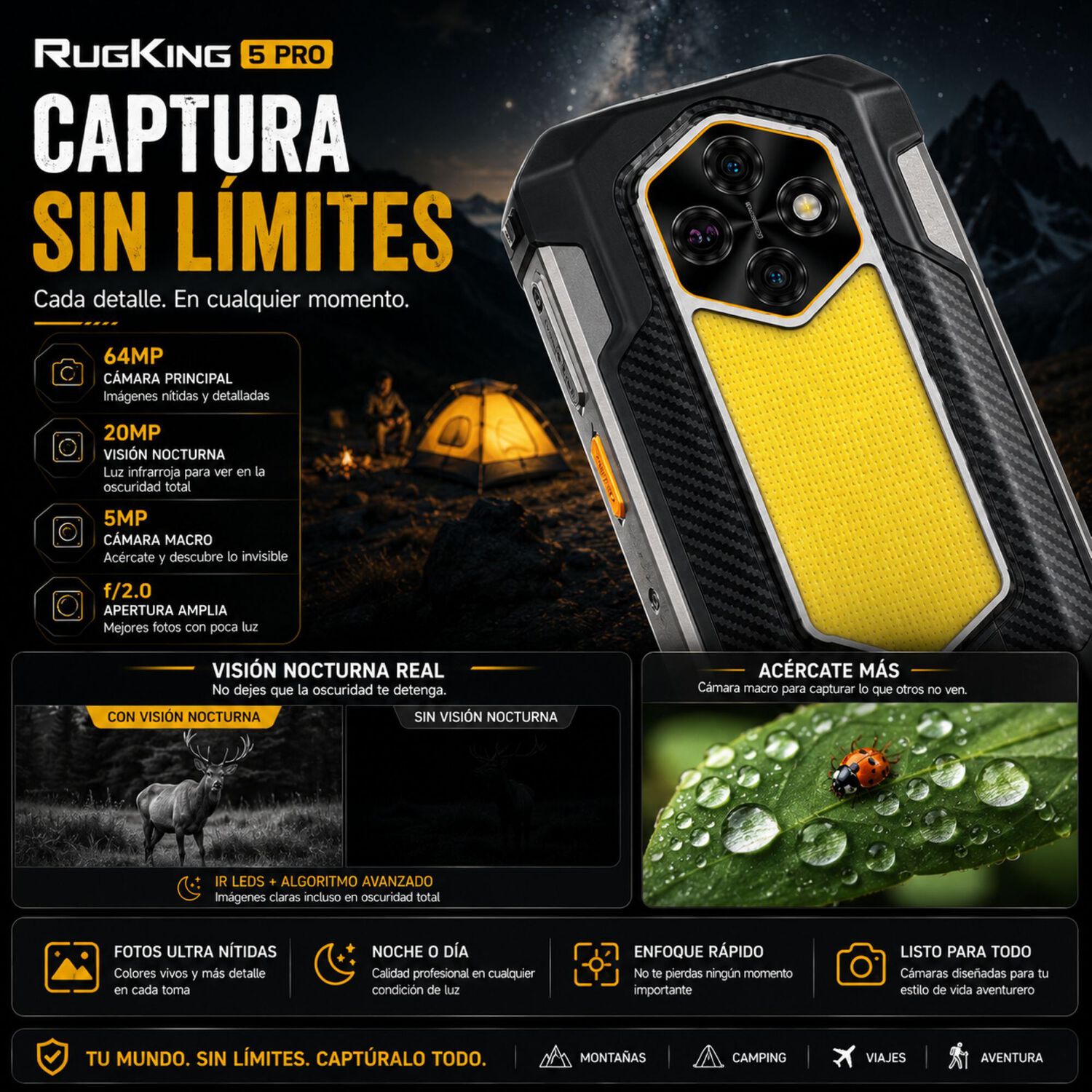Celular Rugged Ulefone Rugking 5 Pro Bater&iacute;a 20000mah 256gb 16gb image number 4.0